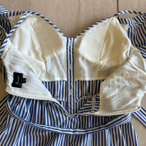 Bardot Paloma Stripe Midi Dress Cold Shoulder Size 6 - Picture 4 of 10